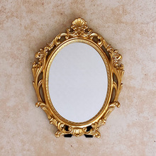 欧式树脂镜子复古雕花金色镜子拍照婚庆结婚ins拍照道具摆件摆台