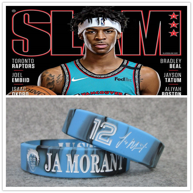 灰熊队12号莫兰特头像加宽款混色熔岩手环 硅胶运动腕带球迷饰品