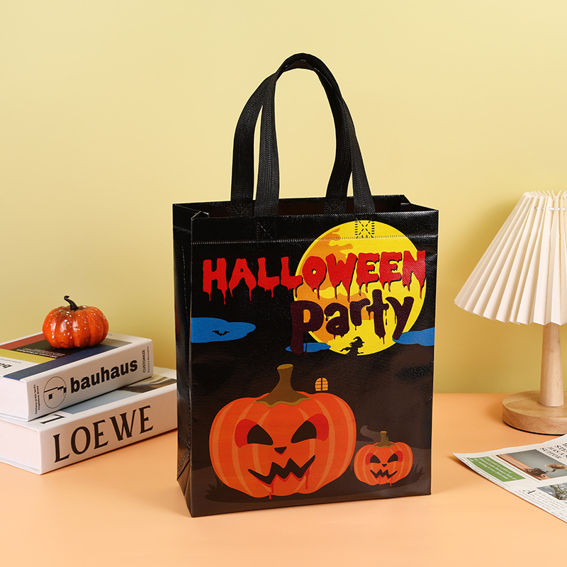 Cross-Border Halloween Non-Woven Bag Bat Pumpkin Handbag Shopping Mall Gift Student Shopping Folded Bag Wholesale