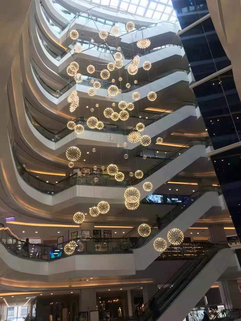 圆形大厅餐厅酒店售楼部沙盘商场中庭会所美容院非标工程吊灯