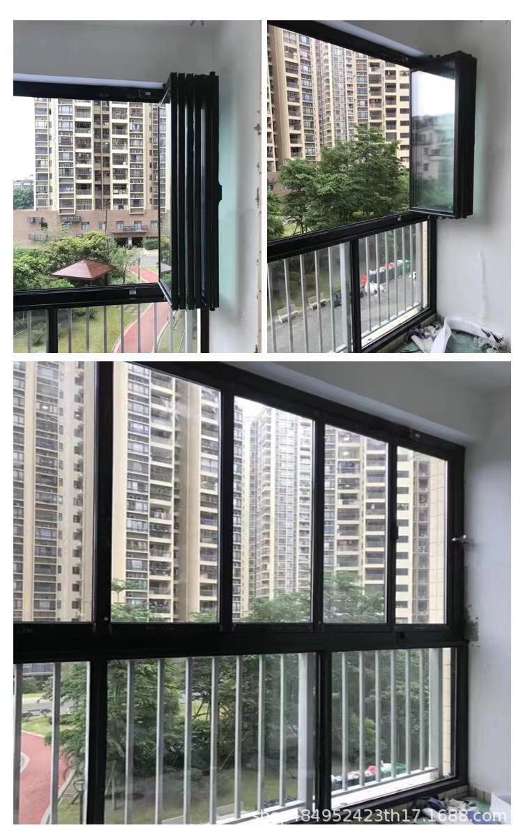 全景封阳台全景有框无框折叠窗铝合金钢化玻璃落地窗推拉全开窗户