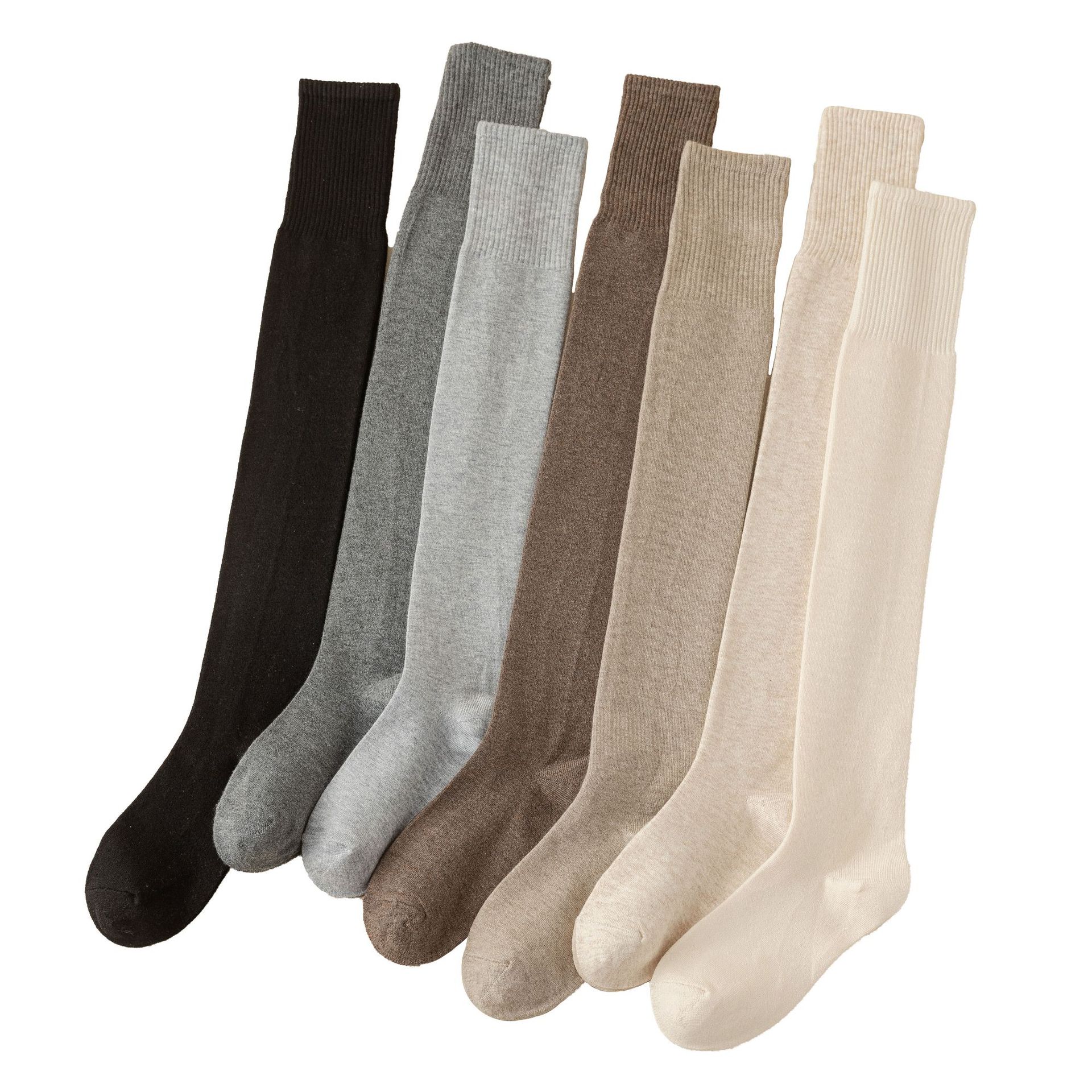 Wool Knee Socks Autumn and Winter Fleece Lined Padded Warm Keeping Long Japanese JK Calf Socks Winter High Non-Slip Long Socks