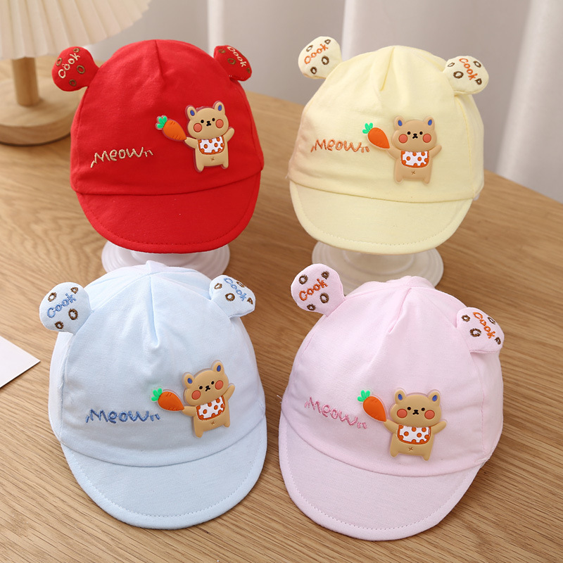 ins korean style baby soft brim peaked cap 0-3-6 months spring and summer thin sun protection sun shade baby hat