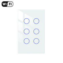 白色玻璃涂鸦6开120型Tuya双控Alexa语音WiFi触摸开关