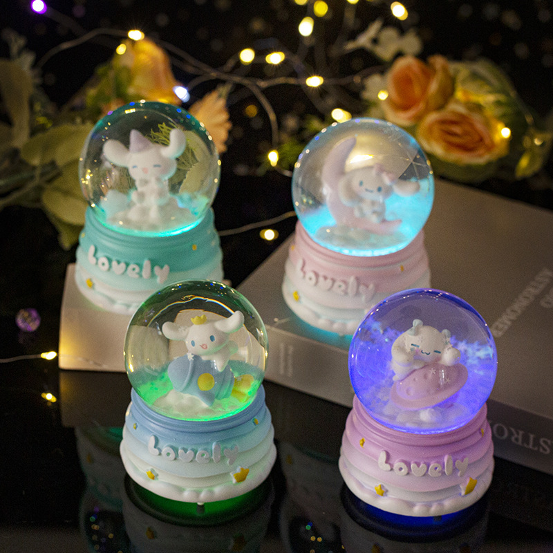 网红创意小狗带灯水晶球迷你透明玻璃球儿童节日礼物桌面装饰摆件