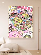 新款钻石画卡通花束高难度女孩手工带框贴画十字绣客厅