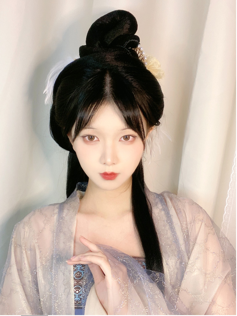汉服假发女童古风一体式盘发造型古代明制灵蛇飞天发髻日常垫发包