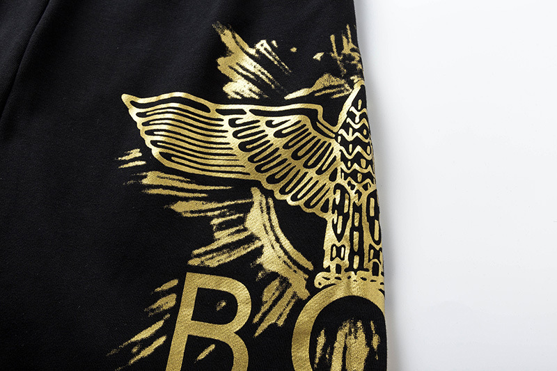 欧美潮牌休闲boy老鹰烫金印花黑色纯棉短裤卫裤三分裤五分裤裤子