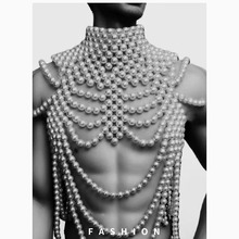 2020新款欧美夸张性感大方设计珍珠身体链晚礼服饰链珍珠项链
