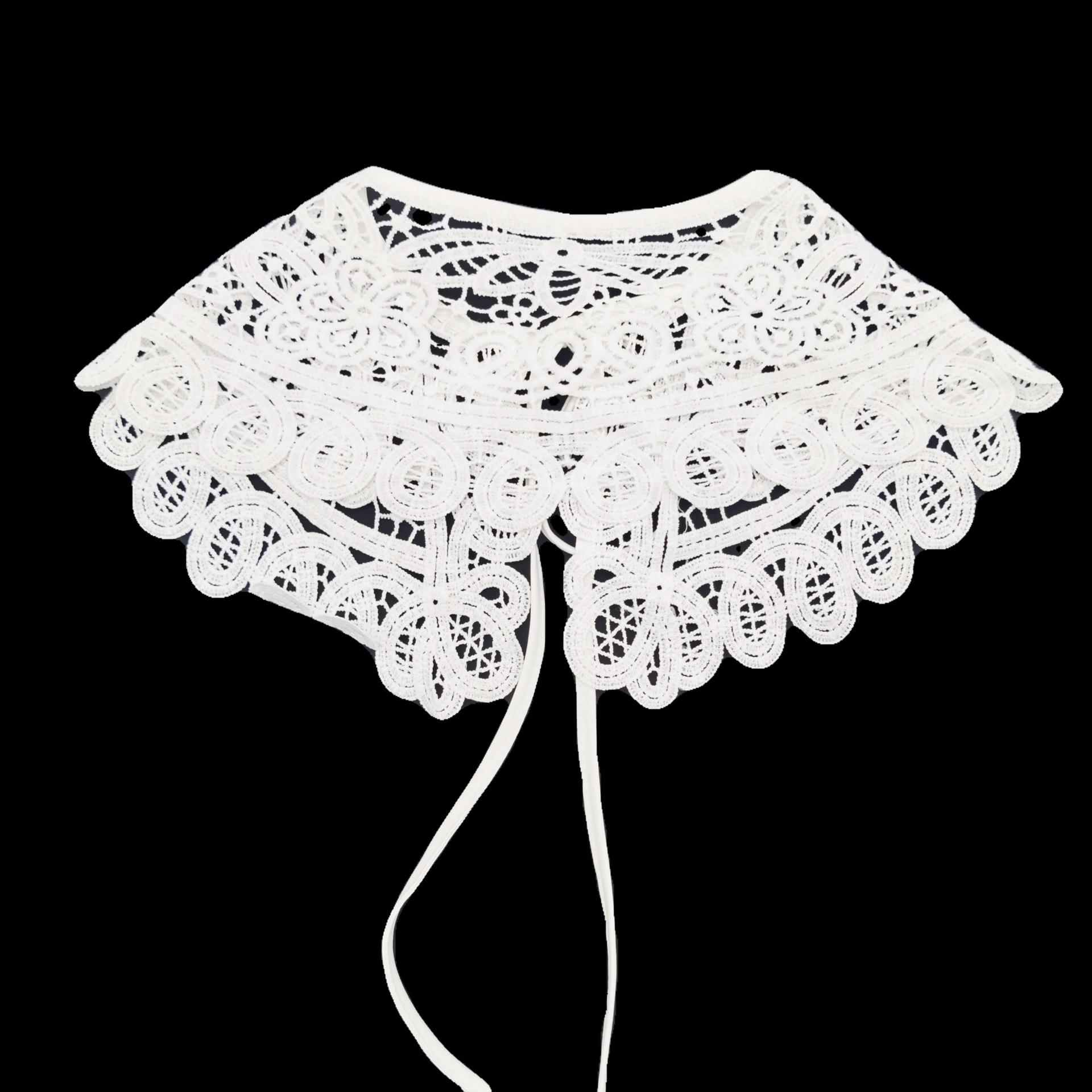 新款牛奶丝蕾丝镂空女装假领子系带蝴蝶结汉服女装跨境专供