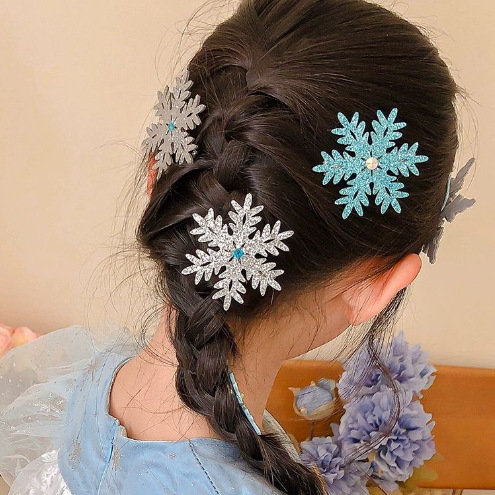 Creative Cartoon Rhinestone Snowflake All-Inclusive Press Clip Frozen Princess Series Children Barrettes Fabric Baby Hair Accessories