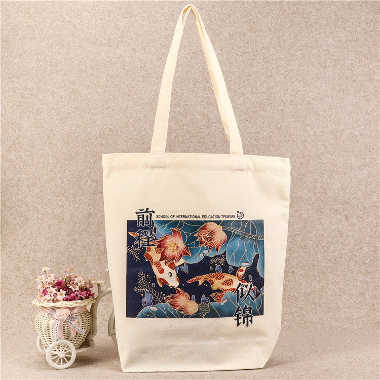 厂家直供帆布手提袋 纯色空白学生补习棉布袋 帆布包logo设计图案
