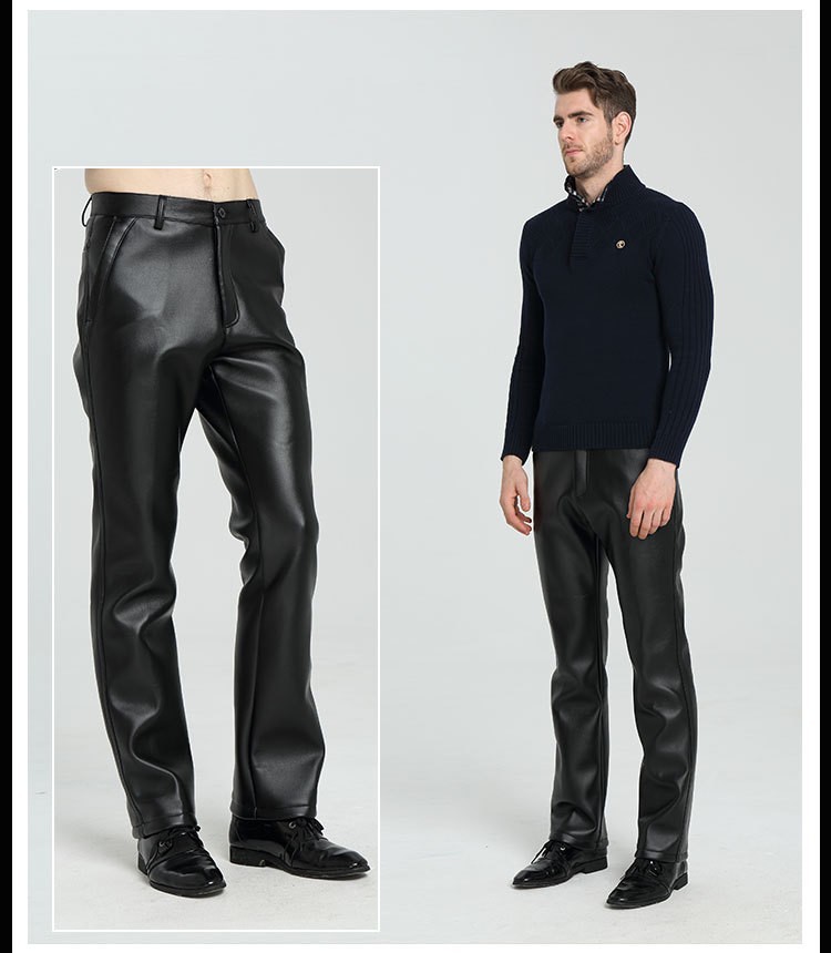 世林秋冬新款男士修身加绒皮裤休闲宽松商务pu皮裤裤机车外卖批发