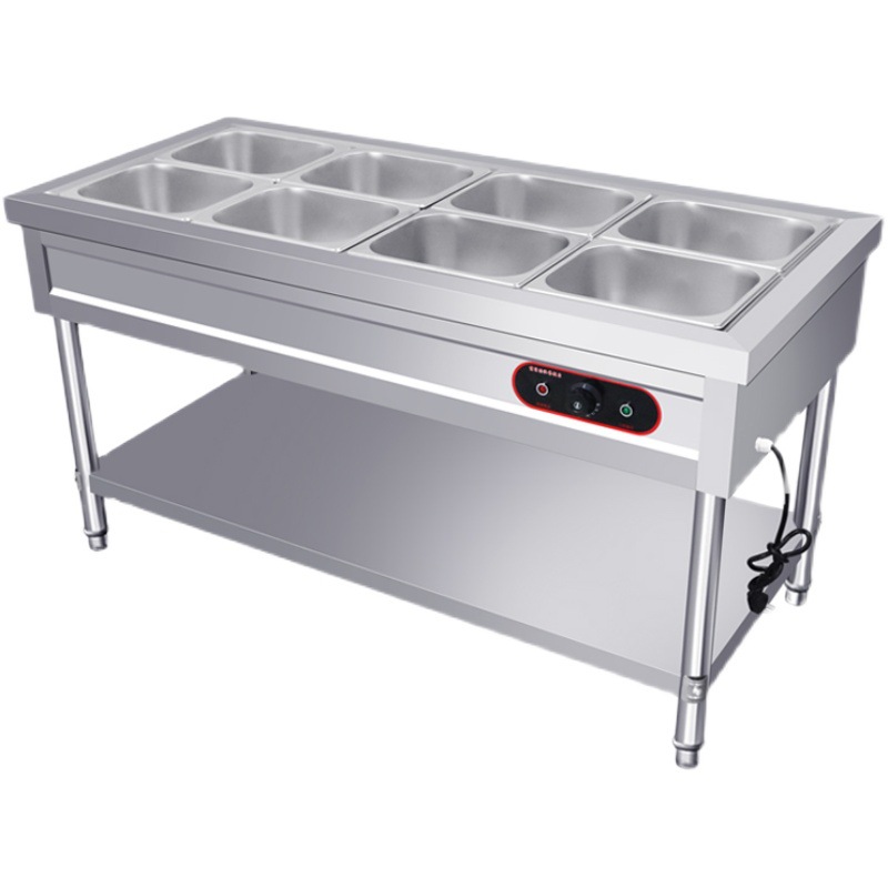 食堂快餐保温台四格菜品餐车饭堂盛菜盆不锈钢六格快餐店小型加厚