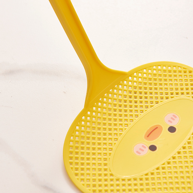 M57 Summer Plastic Fly Swatter Durable Mesh Cartoon Yellow Little Duck Mosquito Racket Long Handle Fly Killer Racket