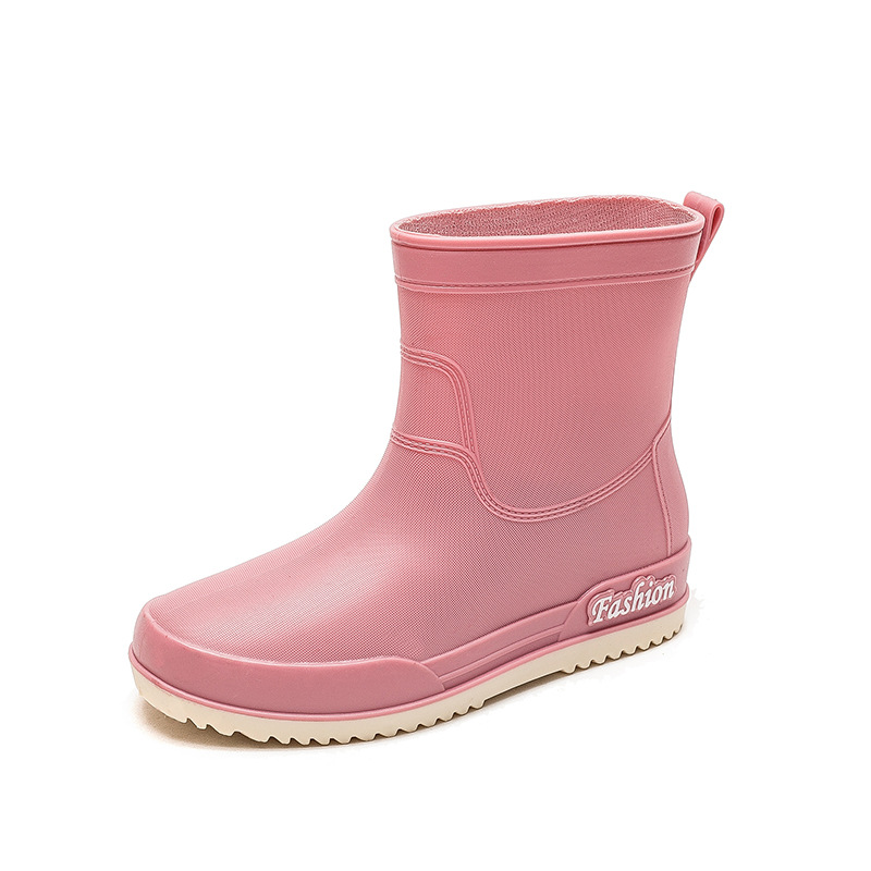 New Cute Candy Color Women's Fleece-Lined Rain Boots Women's Mid-Calf Autumn and Winter Warm Adult Fashion Rain Boots Women