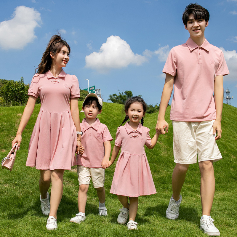 2023 summer new style a family of four parent-child clothes short sleeve mother-daughter matching outfit dress national style improved cheongsam mother-daughter matching outfit