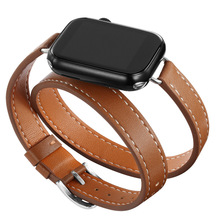 适用于苹果表带apple watch 8/7/6/4 修身双圈细腰款苹果皮表带