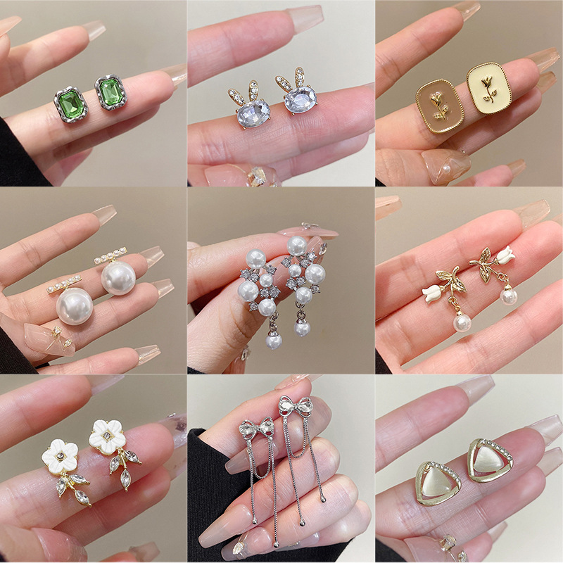 925 Silver Needle Pearl Earrings Women's High Sense Niche Temperament Bow Stud Earrings Retro Affordable Luxury Ear Rings Wholesale