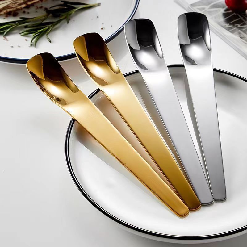 Ins Stainless Steel Spoon Subnet Red Cake Spoon Long Handle Ice Cream Dessert Spoon Household Coffee Spoon High Color Value Cat Food Spoon