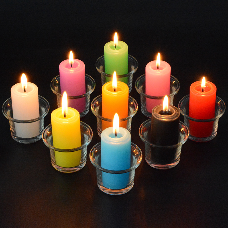 Colorful Green Small Purple Candle Thick and Short Macaron Activity Atmosphere Dress up Tasteless Household Power Failure Lighting Wholesale