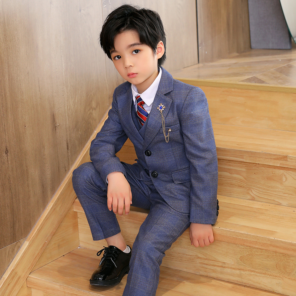 儿童小西装秋冬新款套装男童帅气英伦风西服男孩花童演讲演出礼服