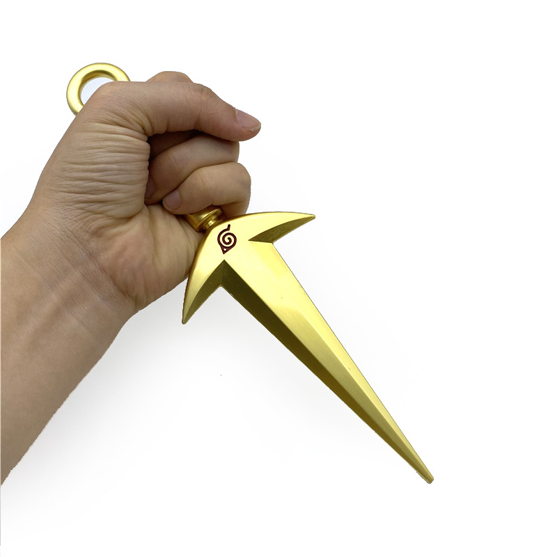 火影忍者四代目苦无动漫鸣人阿斯玛黑色金属模型武器装扮道具玩具