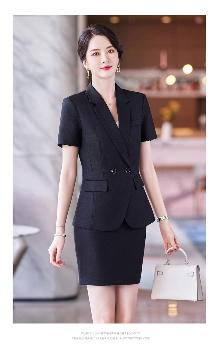 短袖西装套装女式韩版时尚气质职业装套裙酒店珠宝店导购员工作服