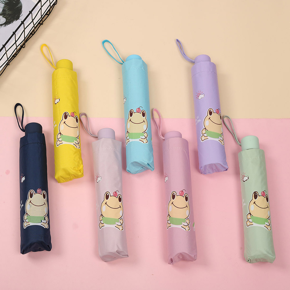 黑胶伞 包邮 卡通伞青蛙黑胶晴雨伞防紫外线 创意时尚三折太阳伞