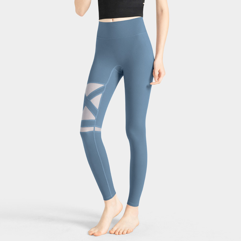 瑜伽裤夏天2021新款超薄速干网纱透气裸感高腰蜜桃臀紧身裤女九分