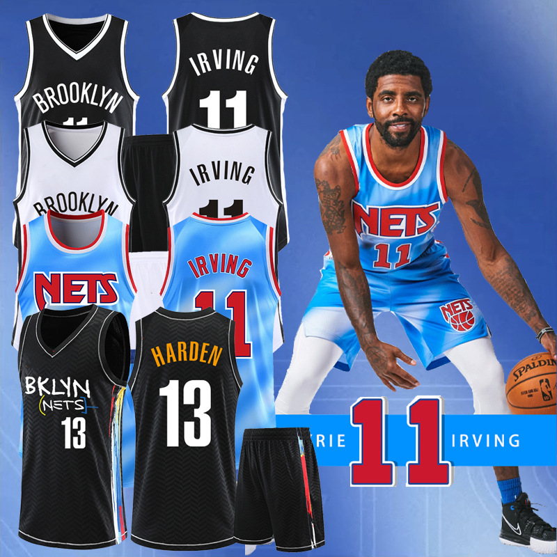 批发篮网队球衣城市版11号欧文篮球服套装男哈登13号杜兰特比赛服