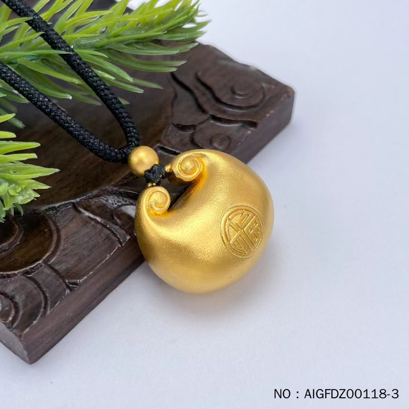 正品黄金锁包吊坠足金9999小金坨吊坠小胖福平安锁吊坠黄金工厂直