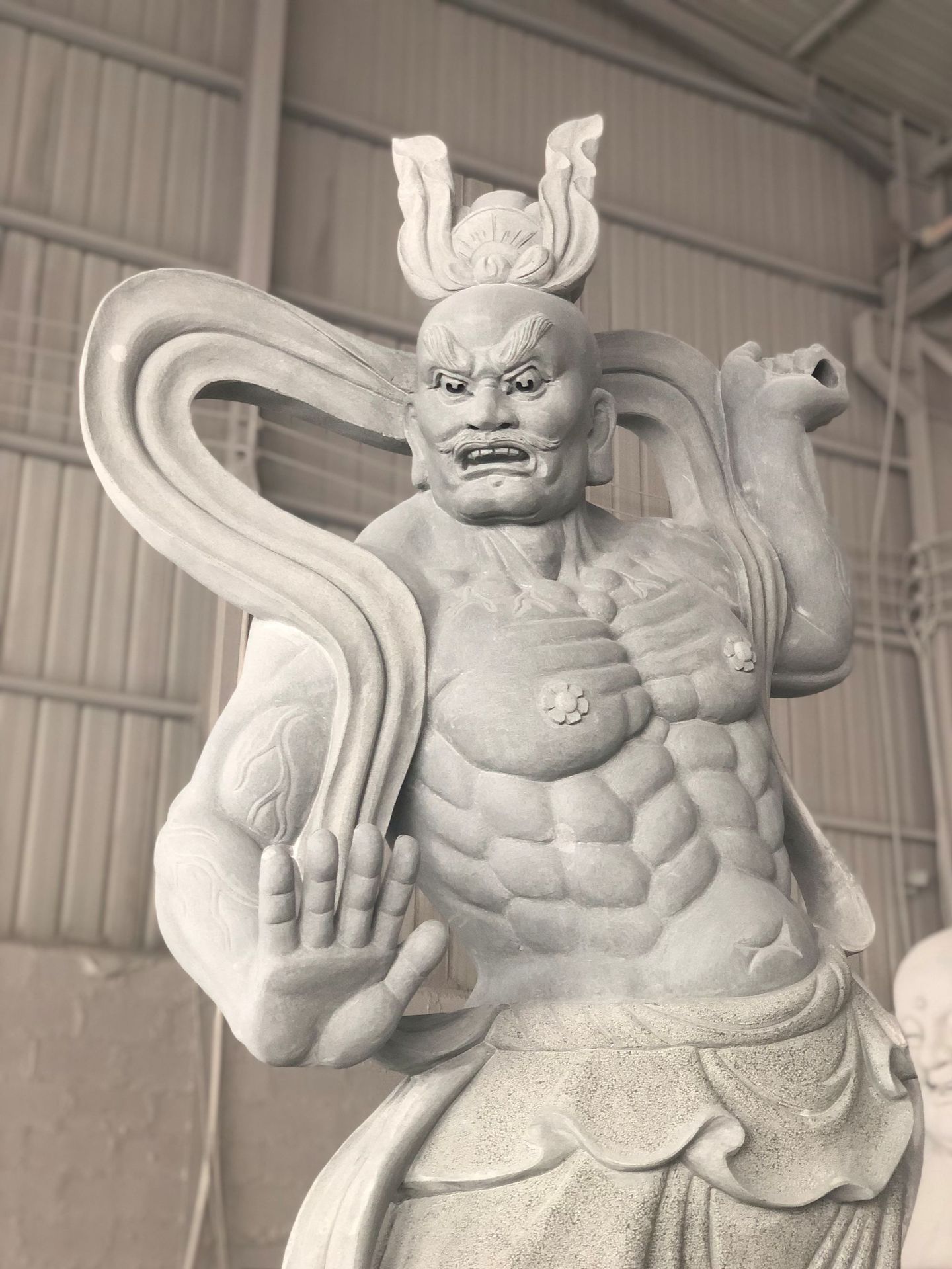 大型石雕哼哈二将古代神话人物雕刻寺庙宗祠青石佛像门神雕刻