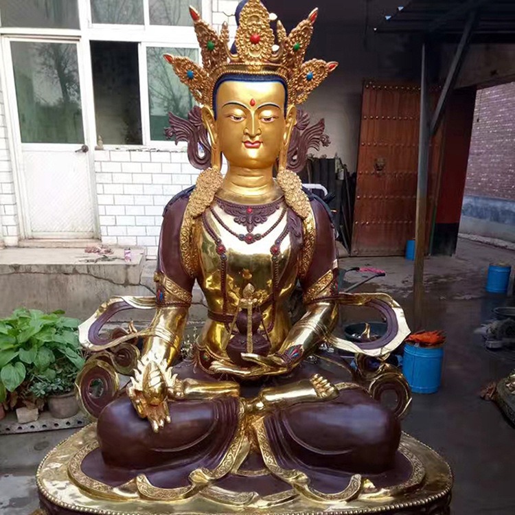 大型藏式密宗2米纯铜贴金地藏王菩萨铜佛像恒林雕塑铜雕制作厂家