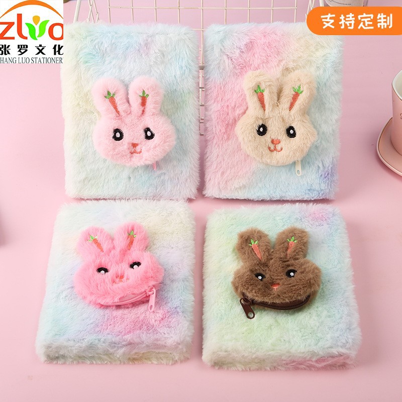 INS Big Ear Rabbit Squeeze and Sound Journal Book Cartoon Toy Doll Notepad Creative Diary Book Plush Notebook