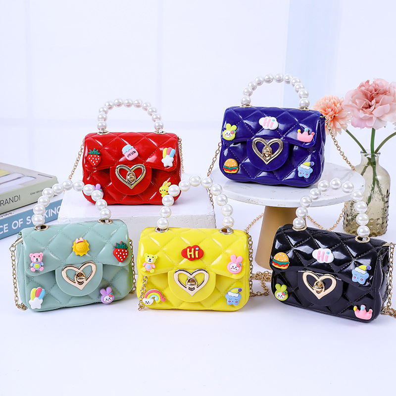 2023 New Cross-Border New Arrival Handbag Handmade Patch Shoulder Crossbody Mini Pearl Tote Gel Bag