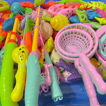 批发多款式儿童玩捕鱼钓鱼玩具套装磁性塑料玩具沙滩带方池可加水