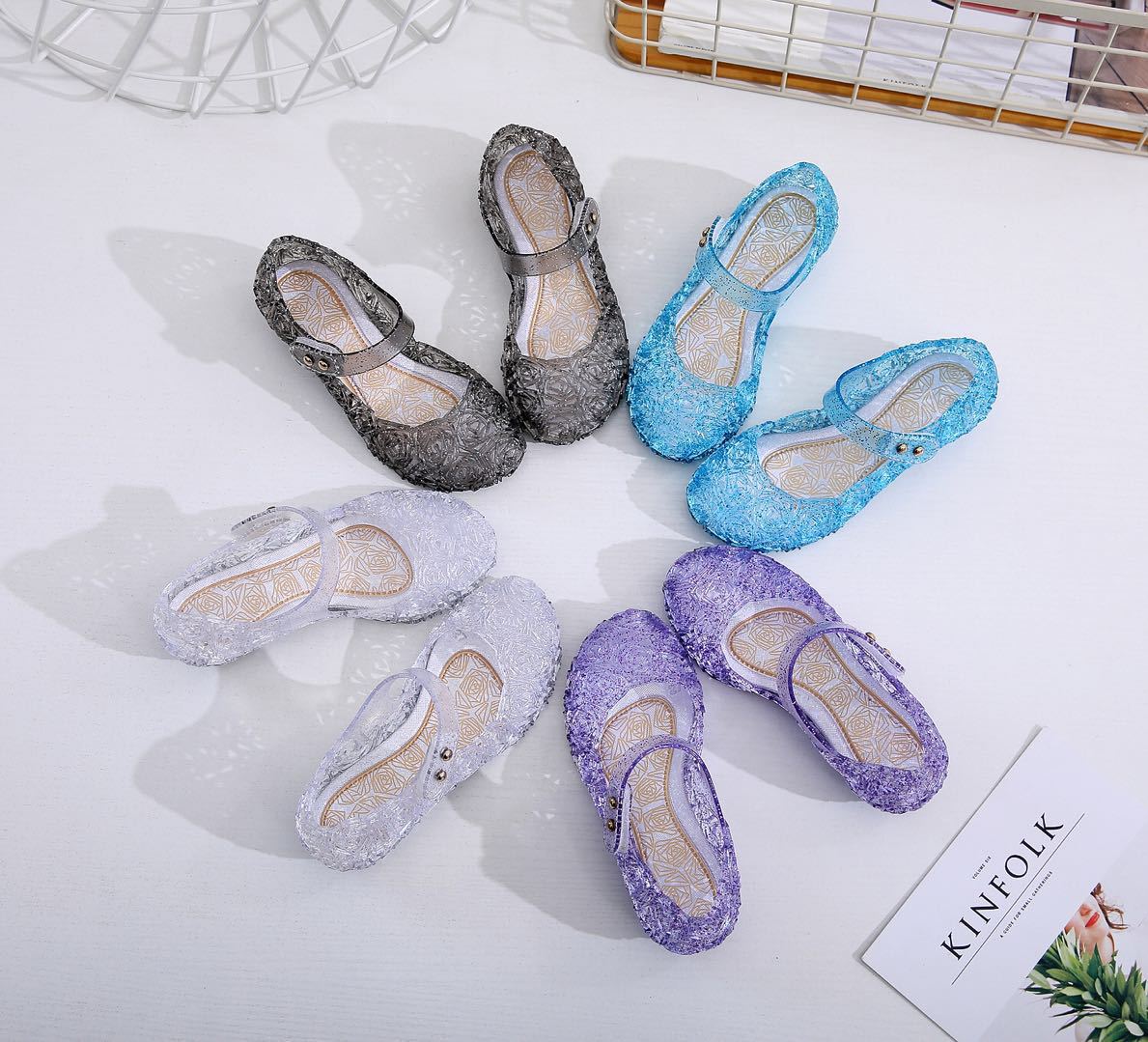 Cross-Border 2023 Frozen 2 Princess Shoes for Girls Girls High Heel Crystal Shoes Sandals Children's Performance Shoes