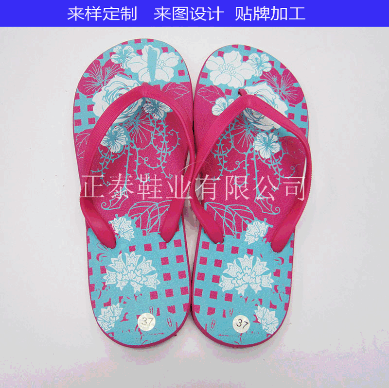 export foreign new flip-flops women‘s summer outdoor non-slip pe beach flip-flops logo pattern can be printed