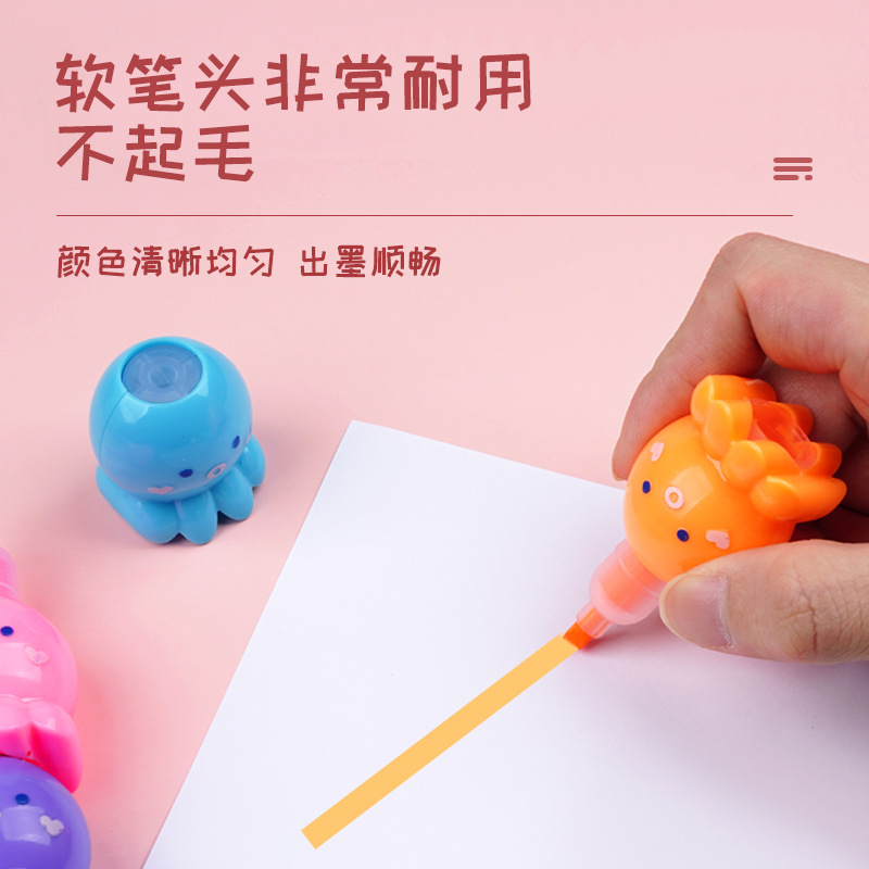 Creative Cartoon Shape Fluorescent Pen Wholesale Cute Octopus Bear Love Heart Octopus Hand Account Pen Color Marker