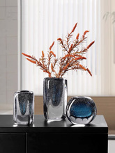 轻奢高档捷克水晶气泡花瓶摆件客厅插花创意玻璃网红透明餐桌花瓶