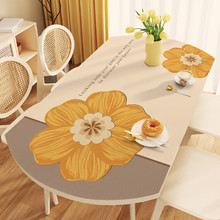 长方形椭圆桌垫防水防油免洗客厅皮革桌布茶几ins风弧形餐桌垫子