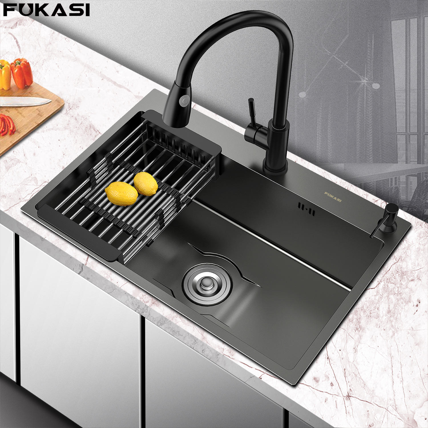 黑色纳米304不锈钢手工水槽单槽洗菜盆加厚洗碗池大单槽手工盆