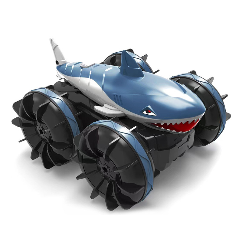 22新品跨境两栖四驱水陆车鲨鱼头特技车手势感应遥控车玩具漂移车