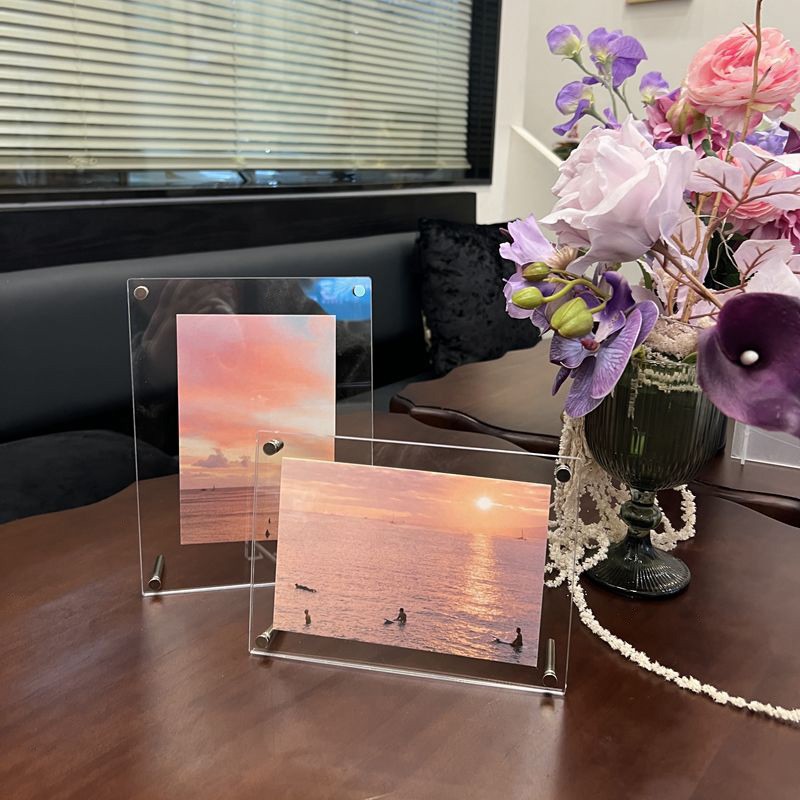 跨境定 制透明亚克力水晶相框批发345678寸照片展示营业执照海报