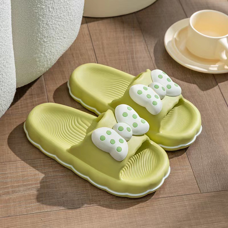 Polka Dot Bow Slippers Women's Outdoor Princess Ins Lightweight Home Bathroom Non-Slip Deodorant Mute Sandals Girlfriends
