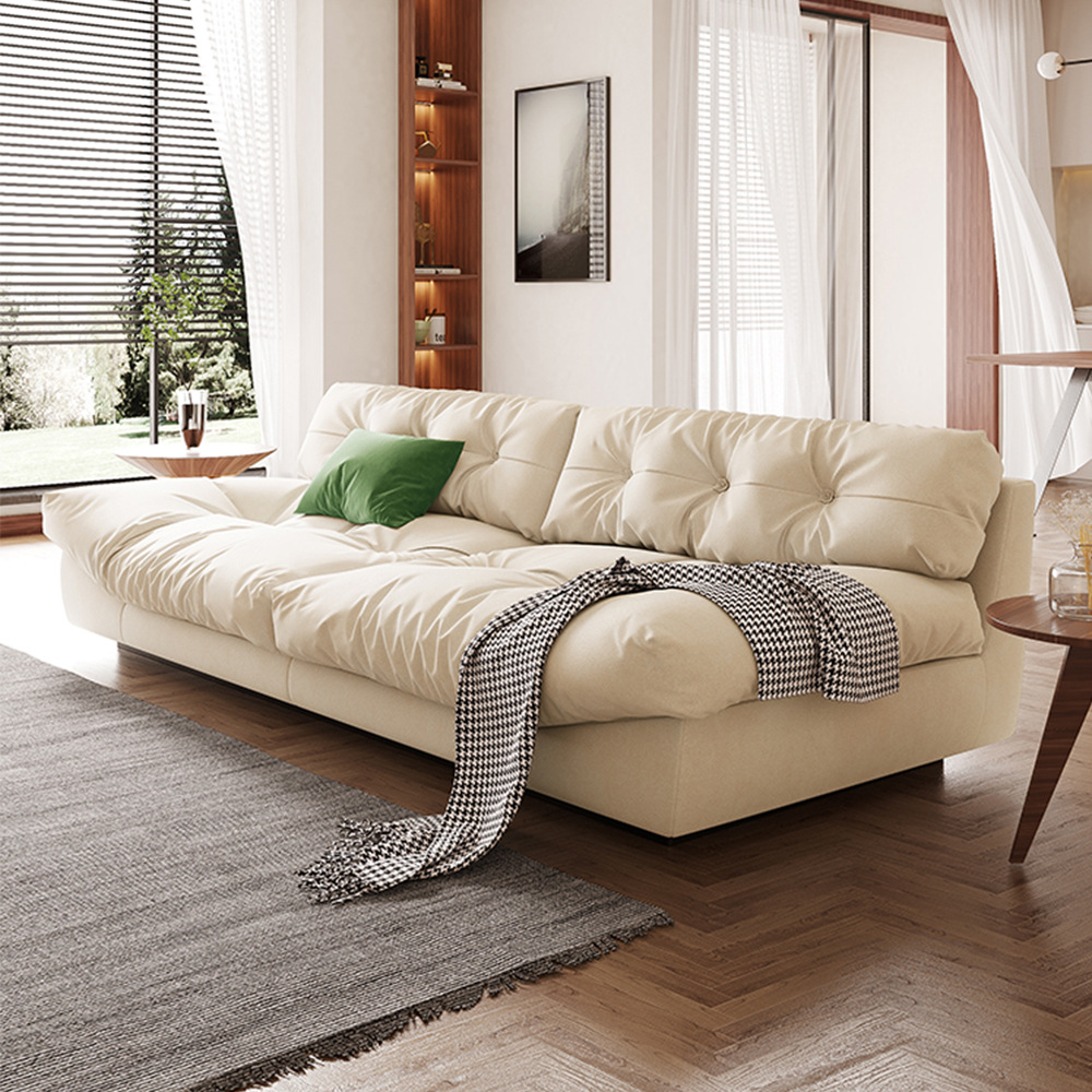 意式极简奶油风云朵沙发小户型客厅布艺沙发直排双人科技布沙发