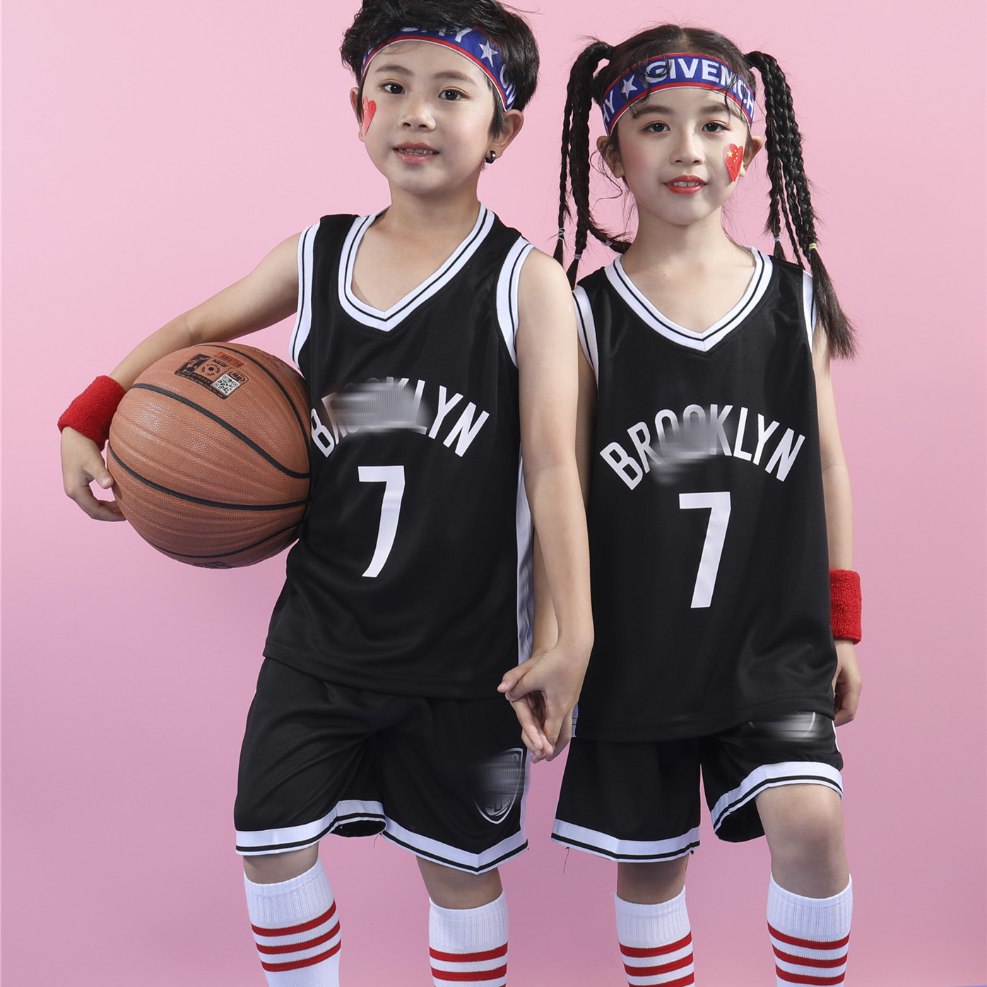 儿童篮球服套装篮网队哈登杜兰特球衣定z印字幼儿园六一表演服装 图片