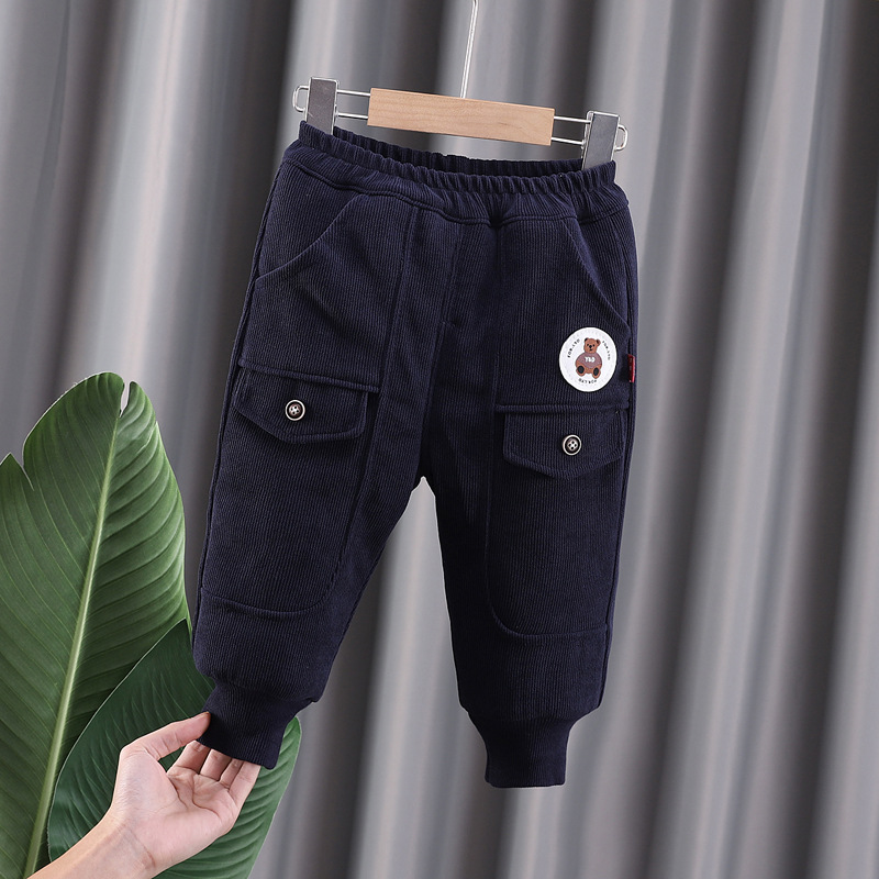儿童裤子男童冬季休闲长裤女童中小童加绒加厚运动裤宝宝冬款棉裤