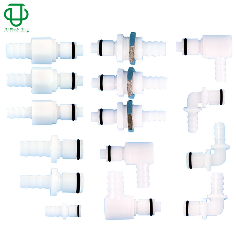 集优L系列直通外牙穿板直通附阀截止弯头公插POM塑料精密快插接头
